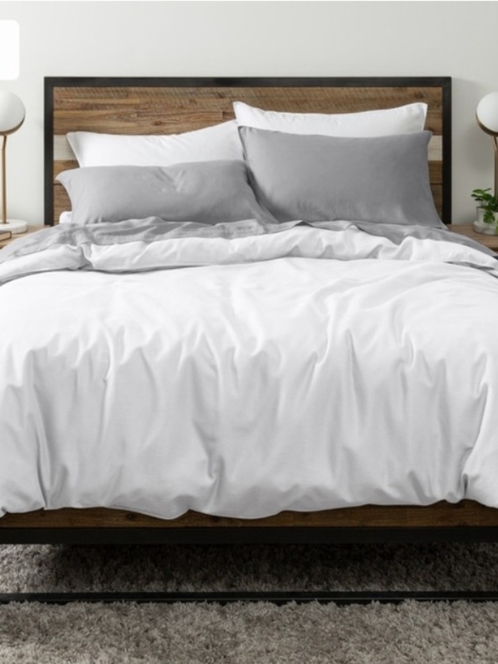 NEW QE Home Hemp Touch Duvet Cover King White Tencel Luxe Bedding